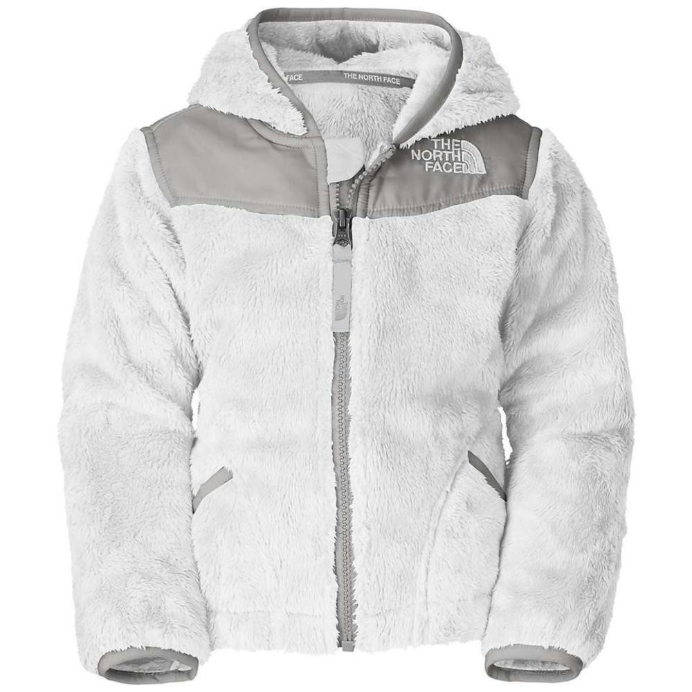 White furry north face fleece jacket